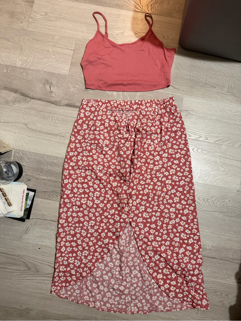 Ditsy Daisy Wrap Midi Skirt in Rose Coral